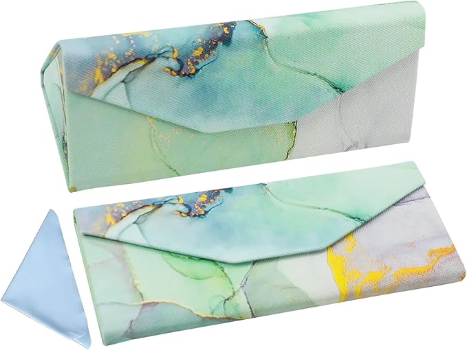 Foldable Glasses Case, Magnetic PU Leahter Sunglasses Case, Cute Hard Shell Folding Eyeglass Cases for Women Kids