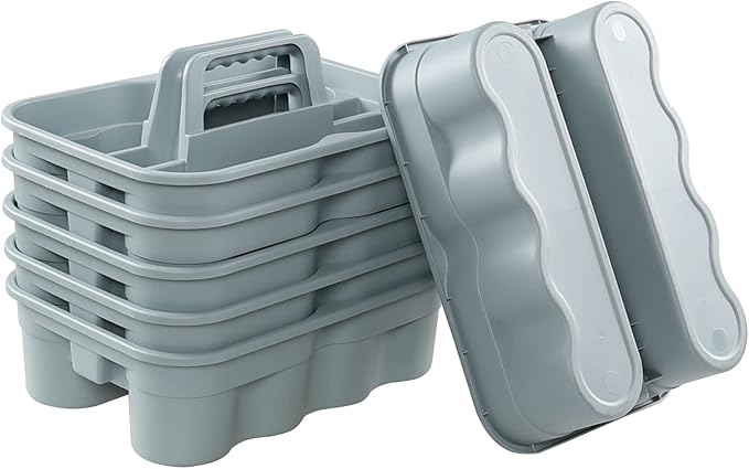 Plastic Cleaning Tote Caddy, Plastic Caddy with Handle, 6 Pack