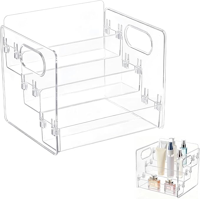 3-Tier Lotion Organizer, Body Spray Organizer, Bathroom Organizers for Perfume and Lotion The Storage Box with A Handle Is Suitable for Home Bathrooms, Bedrooms and Offices