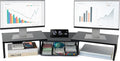OPNICE Dual Monitor Stand Riser, Desk Organizer with Drawer, Office Desk Organizers and Accessories, Office Workspace Organization, Computer Monitor Stand for Laptop, Printer (Black)
