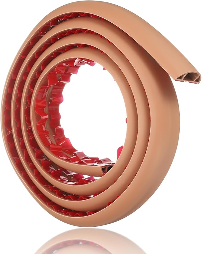 HARFINGTON 6ft Cord Cover Floor W0.6 x H0.33 Inner Channel PVC Hide Extension Cable Floor Wire Hider Wire Covers Protector for Prevent Cable Trips Cables Management, Brown