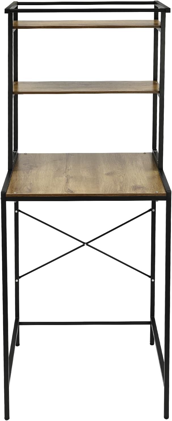 Over Washer and Dryer Shelves,Dryer Storage Shelf,3 Tiers Laundry Room Storage and Organizer Standing Shelf,Height Adjustable Laundry Room Shelves, Load-Bearing Capacity 22lbs (Black+ Oak)