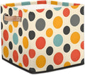 TropicalLife 13x13x13 Inch Large Fabric Storage Cube Vintage Polka Dots Foldable Storage Bin with Handles Organizer Boxes Cube Basket for Shelves Organizing Closet