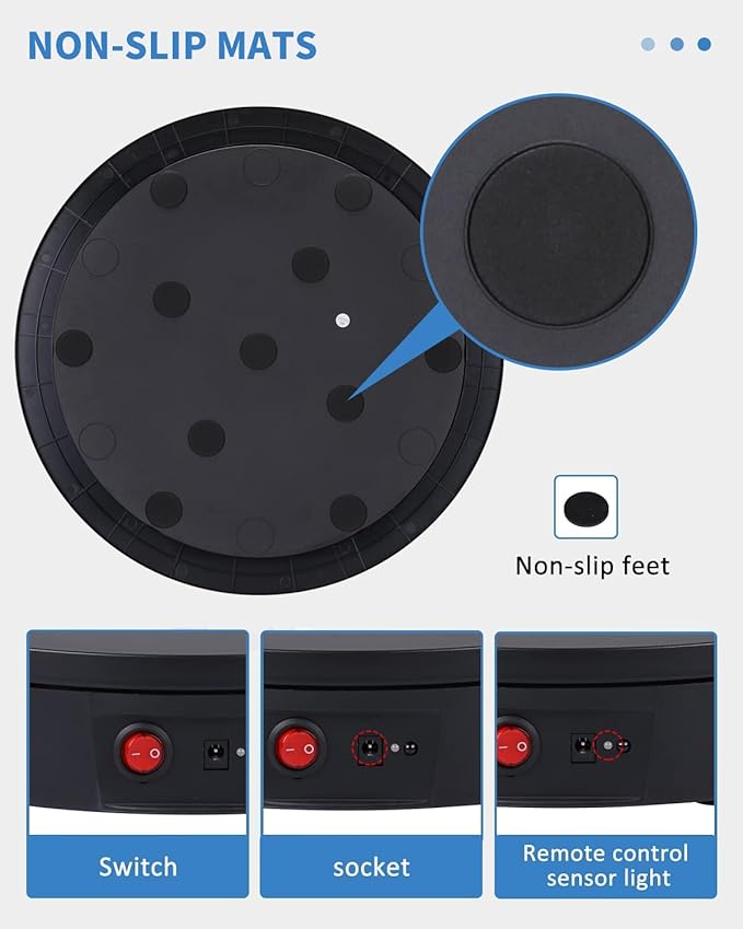 JAYEGT Motorized Rotating Display Stand, 350Lbs Load，360 Degree Electric Rotating Potography Turntable for Products Display，Live Show， Remote Control +5 Colors Backgrounds (Black/23.6Inch/Wired)