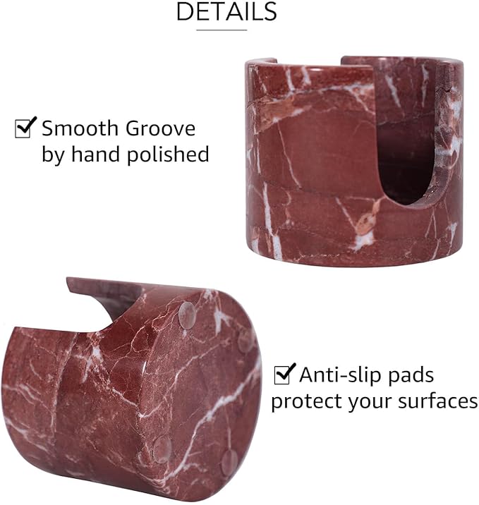 Travertine Marble Sponge Holder for Kitchen Counter - Natural Stone Dish Drying Rack, Sponge Caddy for Sink Organizer - Durable & Stylish Kitchen Decor (Rosso Red Marble)