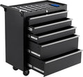 5-Drawer Rolling Tool Chest with Wheels and Locking System, Portable Tool Cabinet for Garage, Workshop, Mechanic, Heavy Duty Tool Box with Drawers, Detachable Storage for Home and Shop, Black
