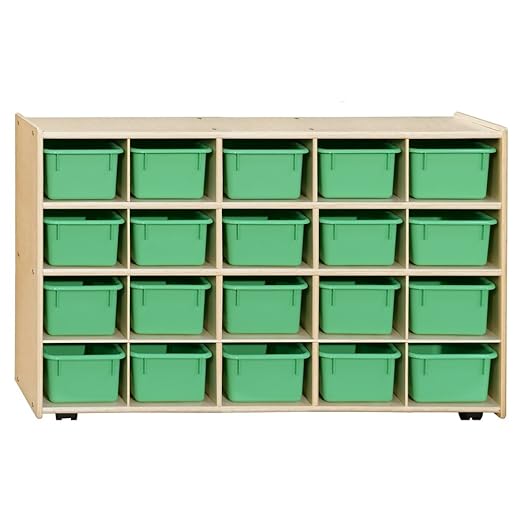 Contender C14509LGF-C5 (COO2Z) Mobile 20 Tray Storage with Lime Green Trays - Assembled with Casters