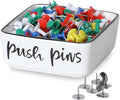 ONTUBE Farmhouse Square Push Pins Holders,Ceramic Binder Clip Dispenser Organizer for Desk, Cute Office Paper Clip Holder, 3.3 Inch (White)