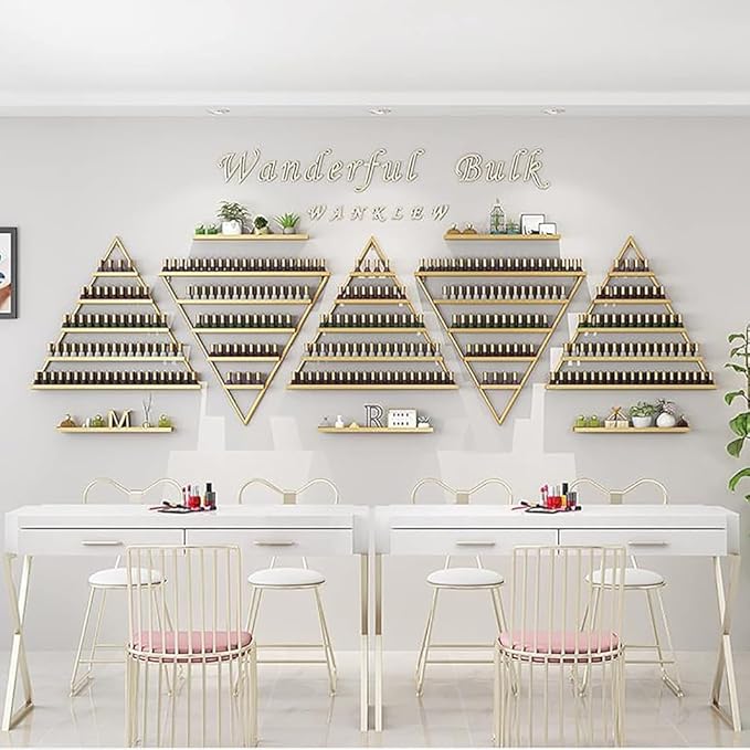 Wall Mounted Shelf Nail Polish Bottle Display Rack, Triangular Essential Oil Perfume Storage Rack, Multifunctional Hanging Salon/Beauty/Nail Shop Organizer Perfume Holder(Size:6,Color:Black)