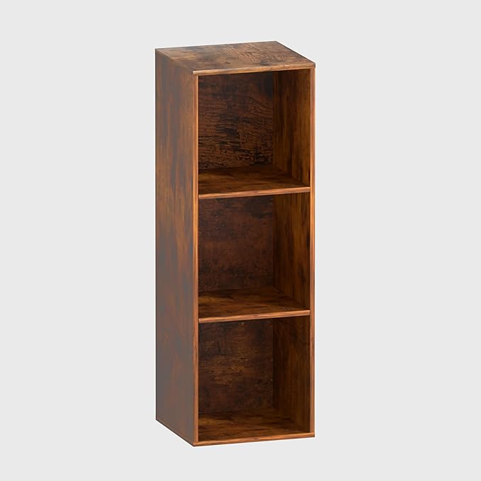 3 Cube Storage Organizer, 3 Tier Cube Low Bookcase Freestanding Storage Display Organizer for Home Office, Three-Cubes Open Shelf Short Bookshelf (Retro Brown, 3 Cube)