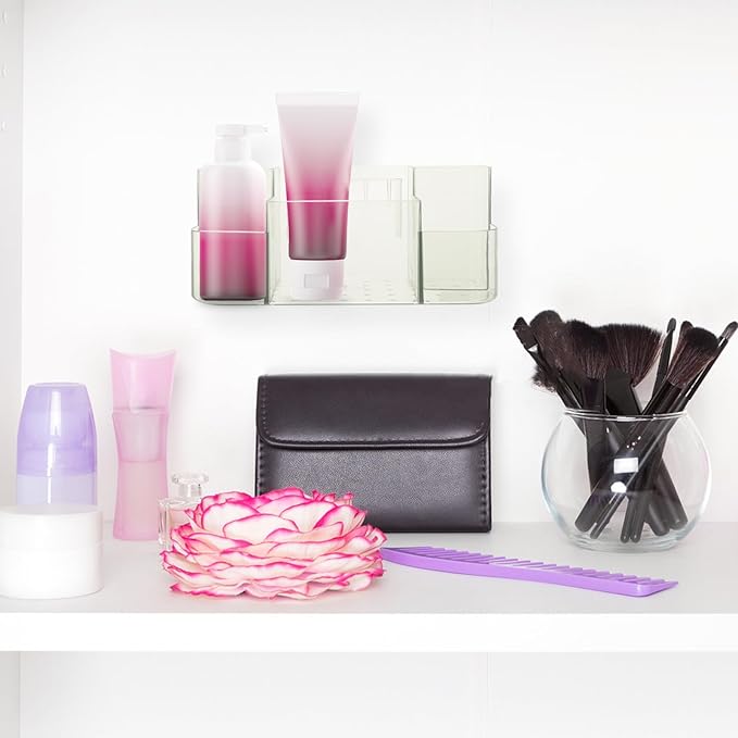 Wall-mounted Cosmetic Organizer Box Hanging Holder for Makeup Tools Storage Space-saving Multifunctional Makeup Storage Box for Bathroom and Living Adhesive Design