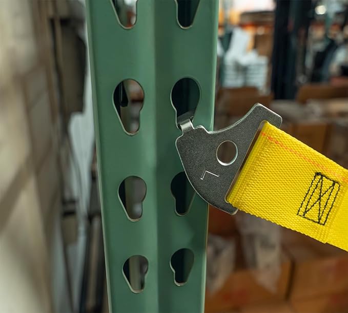 Mytee Products 8 Pack 2"x110.5" Pallet Rack Safety Straps for 9 ft Pallet Bays - 2400 lbs Breaking Strength Rack Safety Straps for Holding Pallets in Place - Warehouse Storage Shelving Accessories