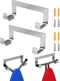 2PC Ironing Board Hanger Wall Mount Stainless Steel, Y T Leg Ironing Board Holder Wall Mount for Laundry Room, Iron Board Hooks for Wall Heavy Duty Silver