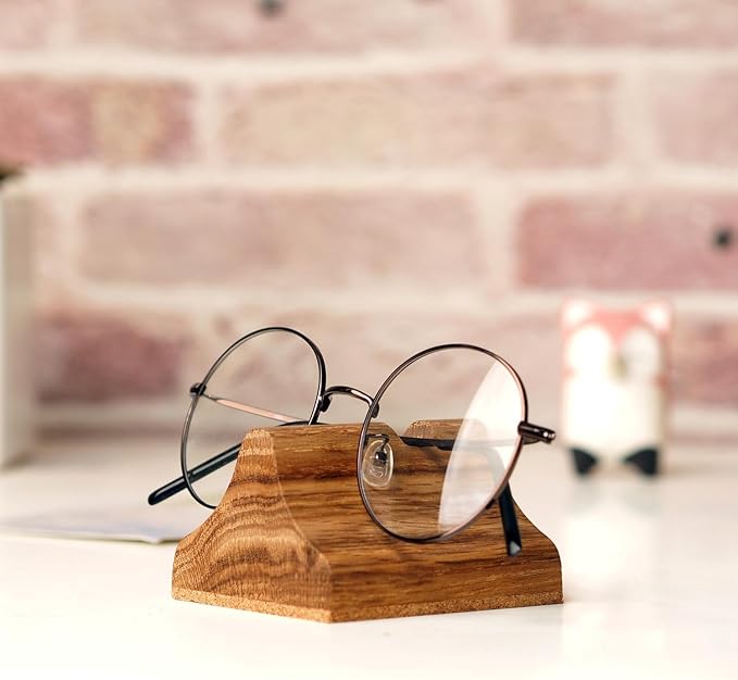 Handmade Wood Carving Eyeglasses Stand Wood Glasses Holder Sunglasses Display Stand Home Office Desk Supplies (OAK)