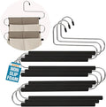 Multiple Space Saving Non Slip Foam Padded Pants Hangers 4 Tier Steel Open Ended No Creases Tiered Black 3 Pack