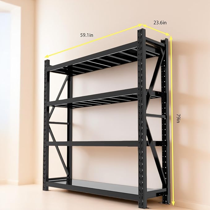 torage Shelves,Garage Shelving Heavy Duty Metal Adjustable Garage Shelves, Shelving Units Industrial Shelving for Warehouse(Black, W59.1*D19.7*H79)