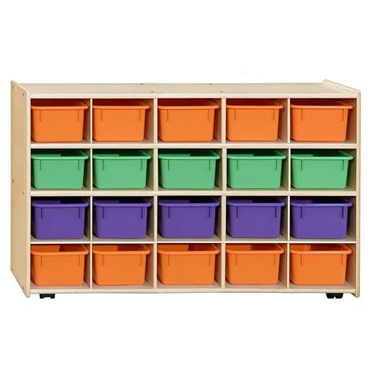Contender C14503APF-C5 (COO2Z) Mobile 20 Tray Storage with Assorted Pastel Trays - Assembled with Casters