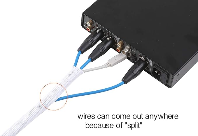 Alex Tech 10ft - 1/2 inch Cord Protector Wire Loom Tubing Cable Sleeve Split Sleeving for USB Cable Power Cord Audio Video Cable - Protect Cat from Chewing Cords - White