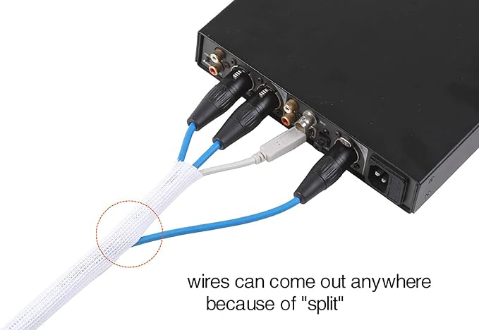 Alex Tech 10ft - 3/8 inch Cord Protector Wire Loom Tubing Cable Sleeve Split Sleeving for USB Cable Power Cord Audio Video Cable - Protect Cat from Chewing Cords - White