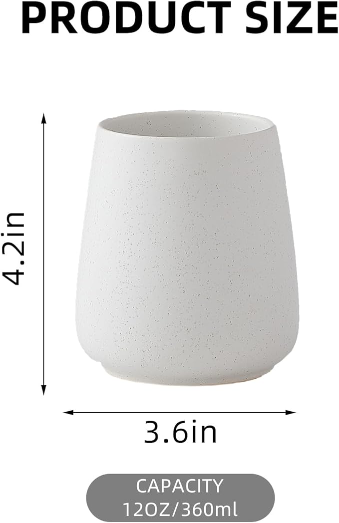 Speckled White Toothbrush Holder Set - 2Pcs Bathroom Ceramic Tooth Brushing Holders, Toothbrush Cup, Toothpaste Organizer for Countertop, Makeup Brush Holder, Pen Holder for Home Desktop Storage