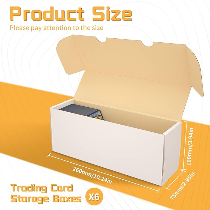 Trading Card Storage Box,Sports Card Storage Boxes, 6-Pack Cardboard Card Box for TCG/Magic/Mtg Basketball Cards, Collectible Trading Cards