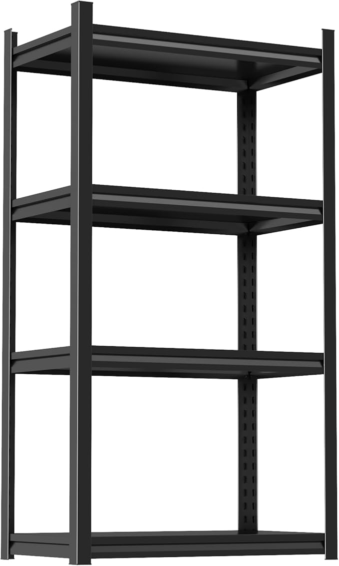 Storage Shelves, Garage Metal Shelving Unit, Adjustable, Double-Layer Column with Reinforced Ribs, Heavy-Duty, Capable of Bearing 2400 lbs, Suitable for Garage, Warehouse, Kitchen Storage