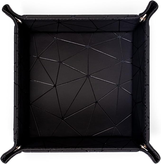 PU Leather Valet Tray for Mens and Women Catchall Tray for Keys,Watch,Jewelry Small Nightstand Bedside and Entry Table Tray Gift for Dad Husband (BlackChequer)