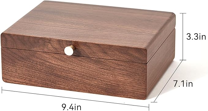CHOSIN Black Walnut Wooden Jewelry Box for Women 2 Layer Jewelry Organizer with Removable Tray for Watches Rings Earrings Necklace Bracelets Storage Christmas Gifts