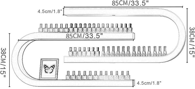 Wall Mounted Nail Polish Bottle Display Rack, U-Shaped Essential Oil Perfume Storage Shelf, Hanging Salon Beauty Nail Shop Organizer Perfume Holder