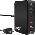 USB C Charger Charging Station 200W 7-Port GaN Fast Charging Block PD 3.0 TypeC and USB A Wall Charger Laptop Power Adapter for All iPhone16/15/14 iPad Samsung Android Pixel Series (Black)