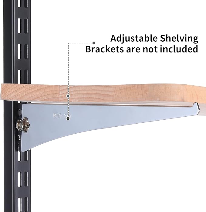 6 Pcs 47.5 Inches Shelf Rails Bracket Track Upright Closet System Hardware Adjustable Wall Standard Shelf Standards for Pantries, Linen Closets, Laundry Rooms, Utility Rooms (Black)