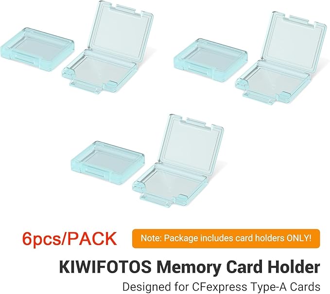 KIWIFOTOS 6 Pack CFexpress Type-A Memory Card Case Translucent with Labels Storage CFA Anti-Shock Card Holder (Case Only)