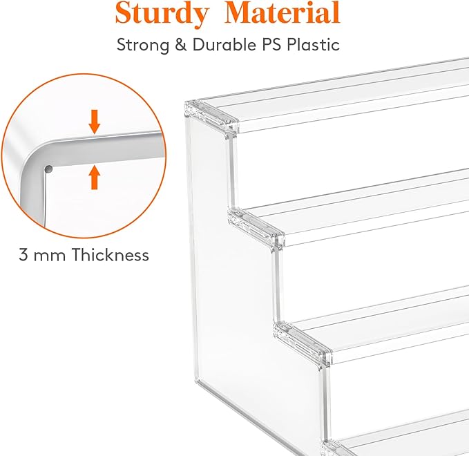Lifewit 12 Inch Perfume Stand Organizer for Women, 4 Tier Plastic Display Riser, Tool-Free Assembly, Fragrance Makeup Cosmetics Shelf for Vanity Bedroom Bathroom Storage Organization, Clear, 2 Pcs