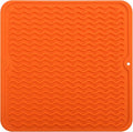 Silicone Dish Drying Mat for Multiple Usage,Easy clean,Eco-friendly,Heat-resistant Silicone Mat for Kitchen Counter or Sink,Refrigerator or Drawer liner Orange M 12 inches x 12 inches