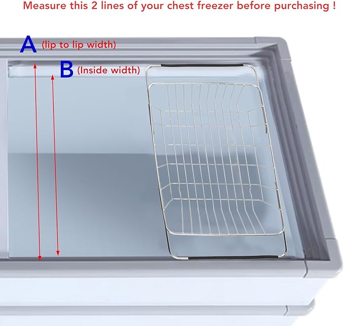Tyenaza Freezer Organizer Bin Stainless Steel Expandable 20KG Load Bearing Freezer Storage Basket Flat Bottom