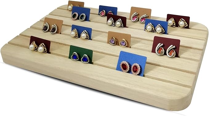 Natural Wood Business Card Holder Wooden Earring Display Stands Jewelry Retail Display for Selling Earring Showing Ring organizer
