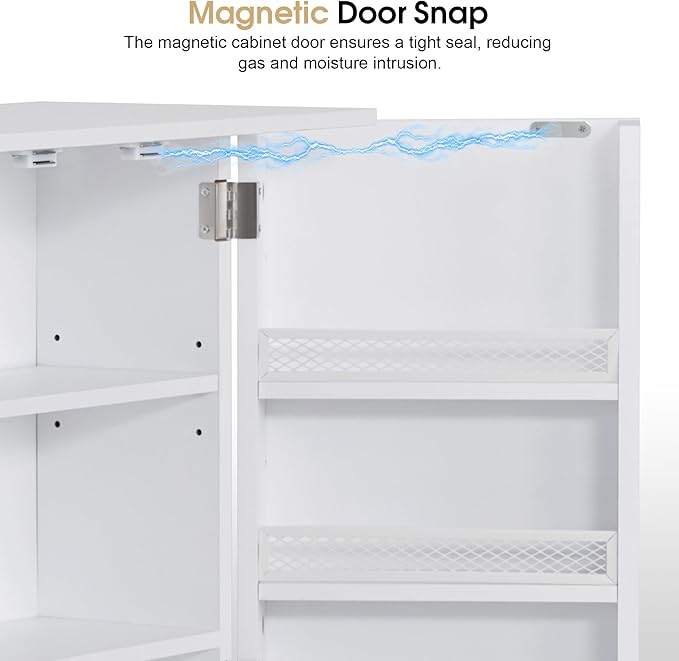 BarberPub Storage Cabinet, Multi-Functional Beauty Salon Organizer with Hinged Door, Adjustable Shelves, for Spa, Home, Office 2024 (White)