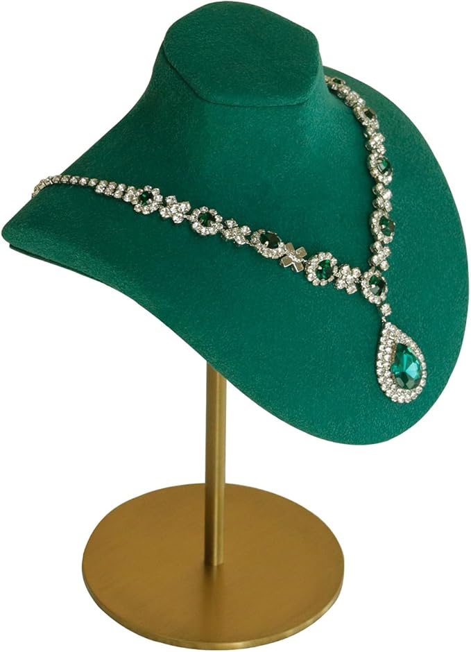 Necklace Display Stand For Selling Velvet Chain Jewelry Bust Holder Organizer With Stainless Steel Stand Jewelry Display
