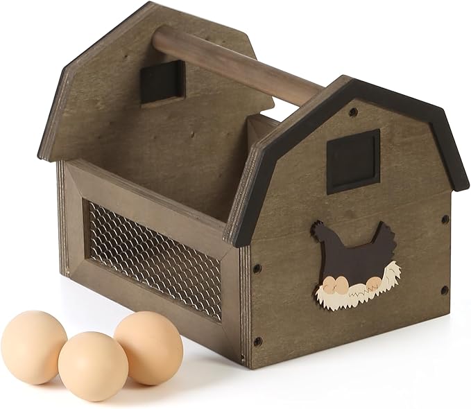 Egg Basket for Gathering Fresh Eggs, Farmhouse Egg Collecting Basket, Wood Chicken Egg Basket, Egg Basket Countertop. （Gray Medium） ZSHLXM