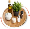 14" Acacia Wood Lazy Susan Turntable Organizer for Table Top, Round Wooden Lazy Susan Storage for Cabinet Countertop Pantry, Decorative Tray for Kitchen Bathroom Decor Coffee Bar Accessories
