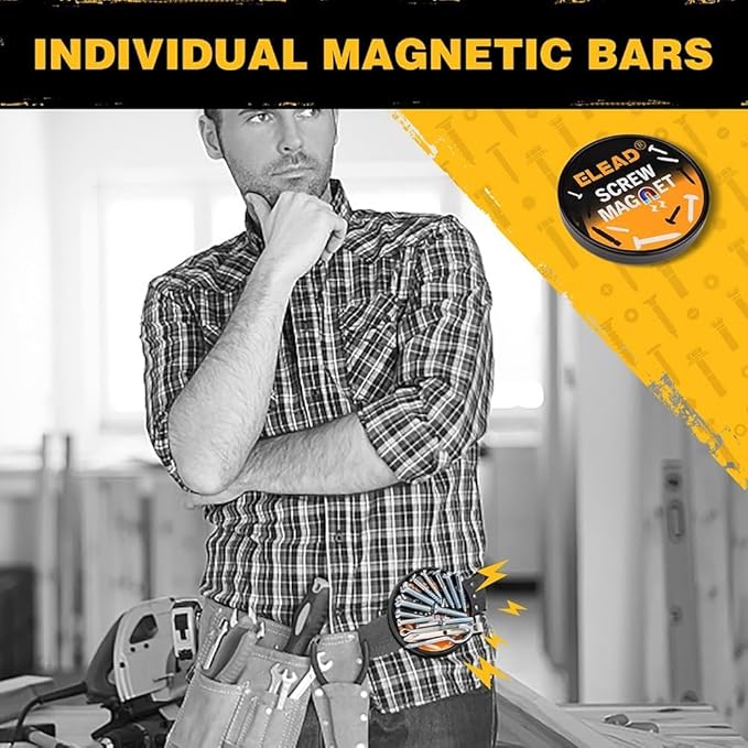 ELEAD 6-Piece 12" Magnetic Tool Holder Storage Organizer - Wall Mount Rack Garage Organization Power Magnet Hanger Workbench Board Slatwall Van Organizers Mounted Hanging Strip