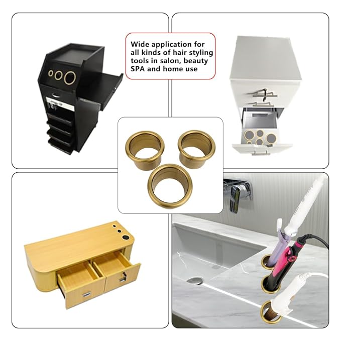 Salon Hair Styling Station Curling Hot Iron Appliance Tube Package Salon Station Organizer Holder Iron Tube 3pcs Package 2inch Stainless Steel Gold Color