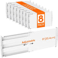 Lifewit 8" High 8 Pack Deep Drawer Dividers, 13.8-22.5" Adjustable Dresser Drawer Divider, White Drawer Organizer for Clothes, Tall Drawers Separators for Dresser, Kitchen, Bedroom, Cabinet, Office