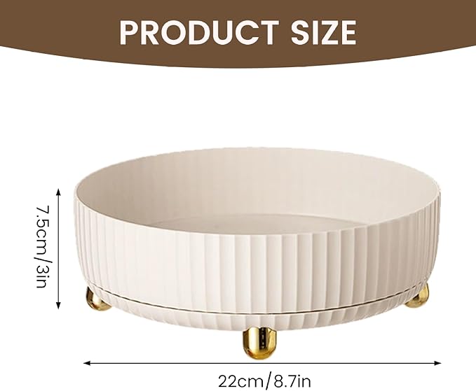 Rotating Makeup Organizer, 8.7 Inch Large Capacity Vanity Tray for Perfume & Cosmetics, Plastic
