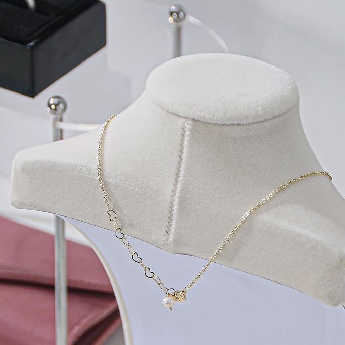 3Pcs Necklace Bust Stand for Selling, Beige Velvet Necklace Display Holder, Jewelry Necklace Organizer Rack for Shop Store Exhibition Show (11"Height)