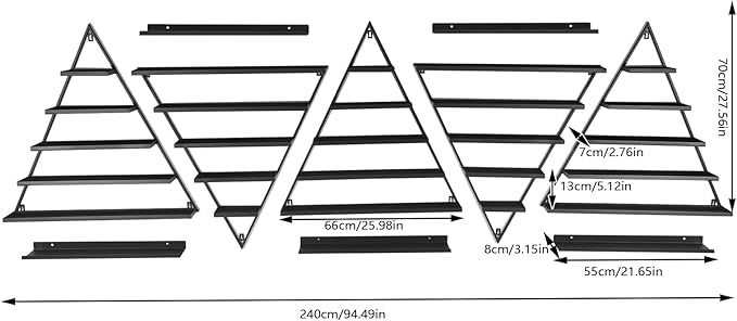 10PCS Black Triangular Nail Polish Racks, 5 Tiers Wall-Mounted Cosmetic Display Rack Nail Polish Racks Lipstick Perfume Wall Shelf Essential Oil Organizers for Home Spa Nail Salon Shop