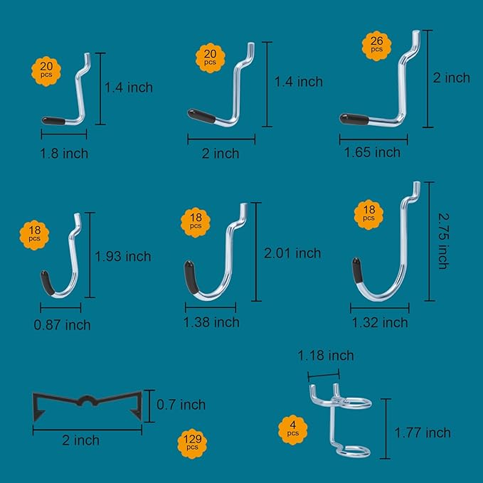 310PCS Pegboard Accessories Organizer Kit, Peg Board Baskets and Paper Towel Holder for 1/8 and 1/4 inch Pegboard Hooks Assortment,Metal Hooks for Hanging Storage (Basket Set)