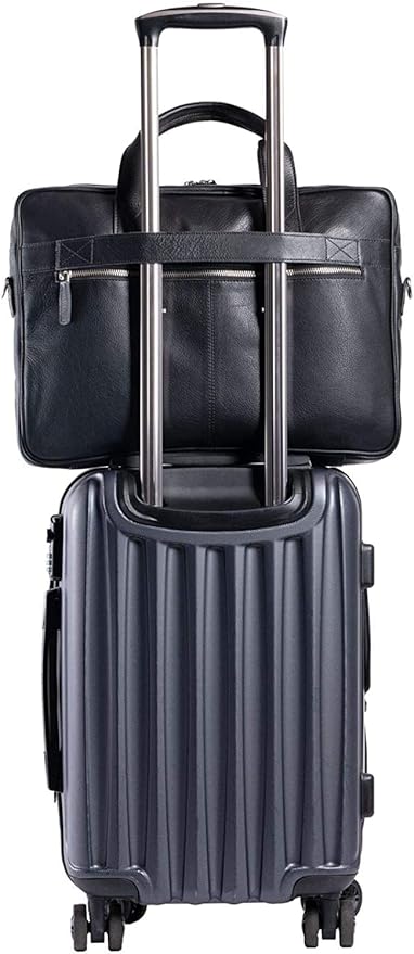 Leather briefcase 18 Inch Laptop Messenger Bags for Men and Women Best Office briefcase Satchel Bag (Black)