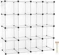 C&AHOME Cube Storage Organizer, 16-Cube Shelves Units, Plastic Storage Cubes, DIY Closet Organizer, Modular Closet Storage Shelves Ideal for Home, 48.4" L × 12.4" W × 48.4" H Transparent SUM3016W