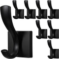 8 Pack Wall Hooks Heavy Duty Towel Robe Coat Hooks for Bathroom Bedroom Entryway with Mounting Hardware Rustproof Aluminum Alloy Black